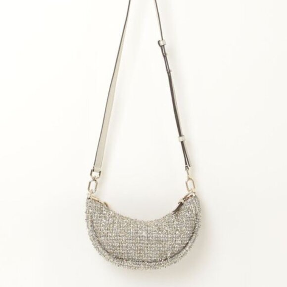 Kate Spade Smile Crossbody Bag Small Silver Metallic Tweed Chain Strap Org Pkg - Picture 4 of 13